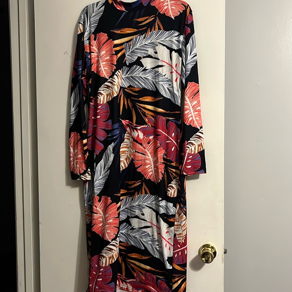 Tropical Front Zip Body-con Dress 3X